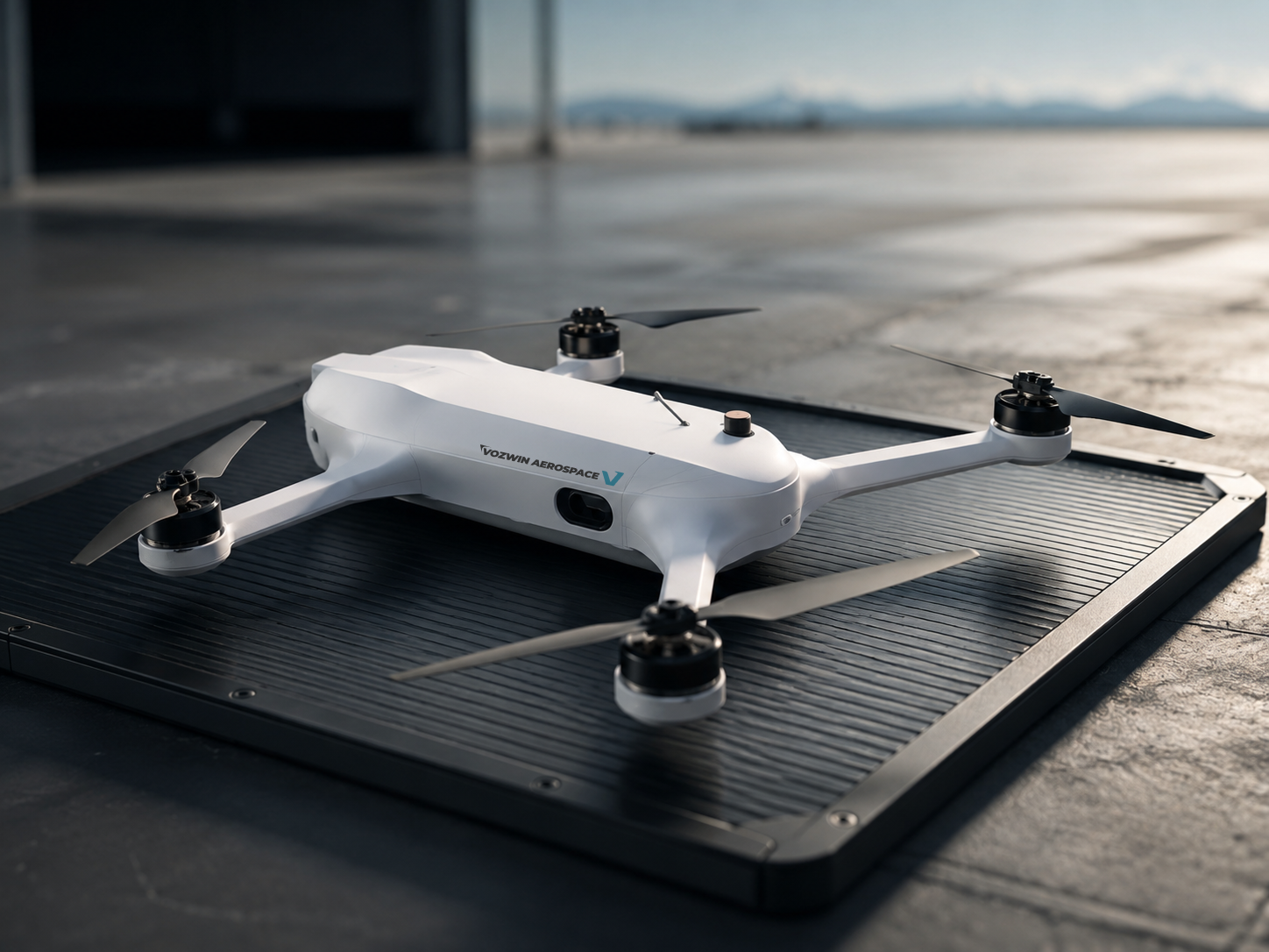 Vozwin Aerospace drone on landing pad